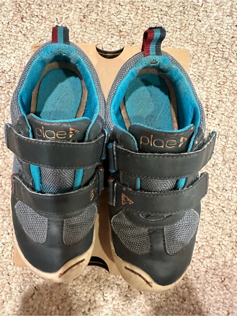 PLAE Kids Dark Gray Sneakers with Teal Accents